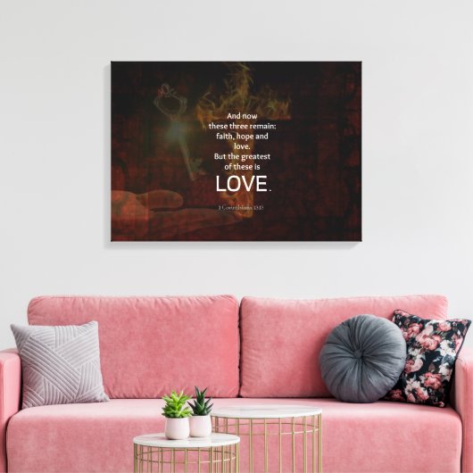 1コリント13:13聖書の聖句引用文の愛について キャンバスプリント (インサイチュ (リビング))