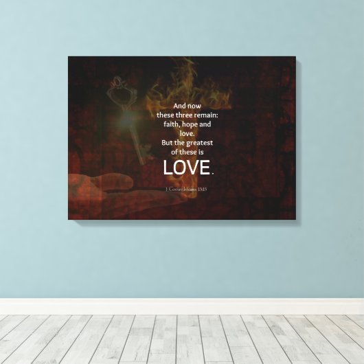 1コリント13:13聖書の聖句引用文の愛について キャンバスプリント (インサイチュ (ウッドフロア))