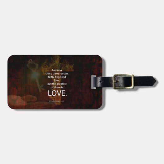 1コリント13:13聖書の聖句引用文の愛について ラゲッジタグ (正面横)