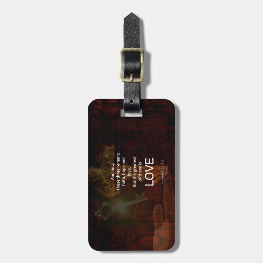 1コリント13:13聖書の聖句引用文の愛について ラゲッジタグ (正面縦)