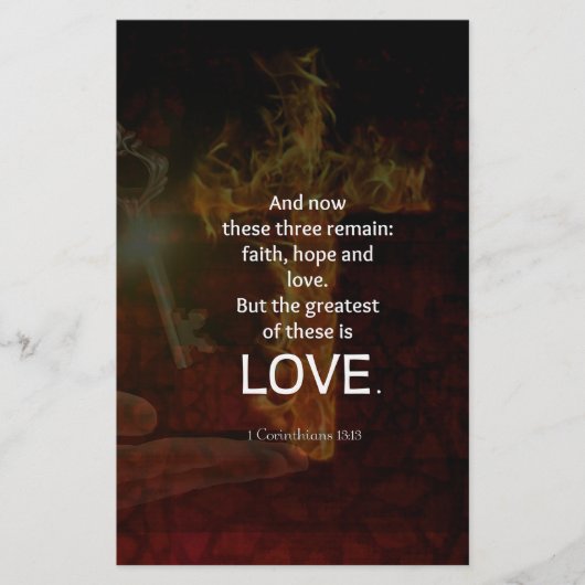 1コリント13:13聖書の聖句引用文の愛について 便箋 (正面)