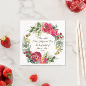 1コリント13:13赤いバラのクリスマスリース スタンダードカクテルナプキン (インサイチュ)