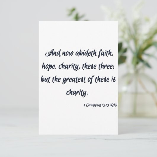 1コリント13:13 KJV聖書の聖なる書物、 経典挨拶 カード (スタンド正面)