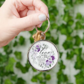 1コリント13:4愛は患者バイオレットフローラ キーホルダー (手)