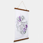 1コリント13:4愛は患者バイオレットフローラ 吊り下げ型タペストリー (傾斜あり)