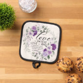 1コリント13:4愛は患者バイオレットフローラ 鍋敷き (トップダウン)