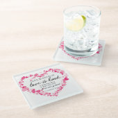 1コリント13:4愛は患者ピンクのハート ガラスコースター (アングル)