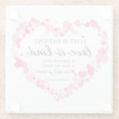 1コリント13:4愛は患者ピンクのハート ガラスコースター (裏面)