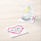 1コリント13:4愛は患者ピンクのハート スクエアペーパーコースター (インサイチュ)