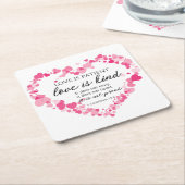 1コリント13:4愛は患者ピンクのハート スクエアペーパーコースター (アングル)