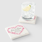 1コリント13:4愛は患者ピンクのハート ストーンコースター (横)