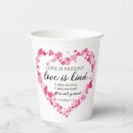 1コリント13:4愛は患者ピンクのハート 紙コップ