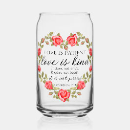 1コリント13:4愛は患者フローラハート ガラス缶