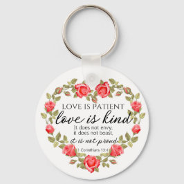 1コリント13:4愛は患者フローラハート キーホルダー