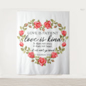 1コリント13:4愛は患者フローラハート タペストリー (正面)