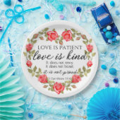 1コリント13:4愛は患者フローラハート ペーパープレート (パーティー)