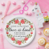 1コリント13:4愛は患者フローラハート ペーパープレート (パーティー)