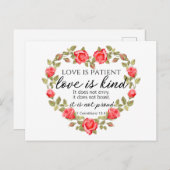 1コリント13:4愛は患者フローラハート ポストカード (正面/裏面)