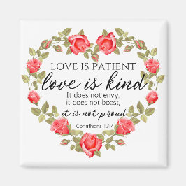 1コリント13:4愛は患者フローラハート マグネット