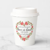 1コリント13:4愛は患者フローラハート 紙コップ (正面)