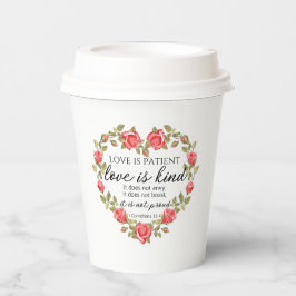 1コリント13:4愛は患者フローラハート 紙コップ