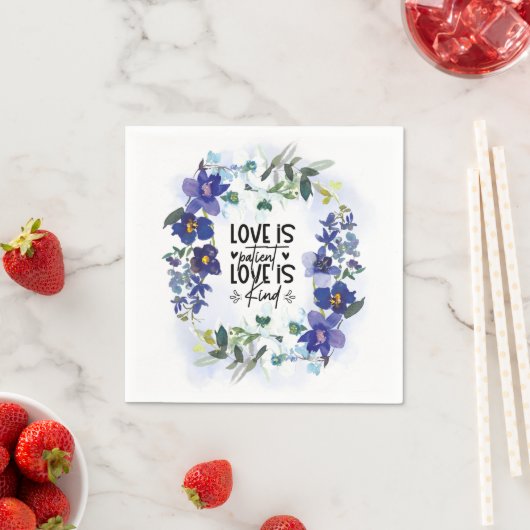 1コリント13:4愛は辛抱強い聖書の聖句である スタンダードカクテルナプキン (インサイチュ)