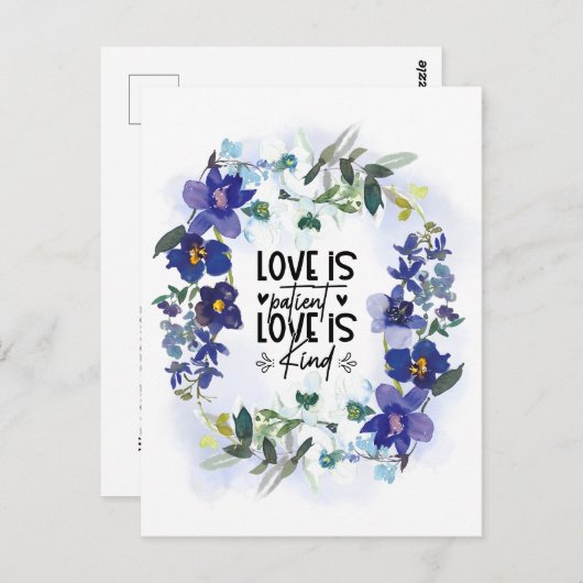 1コリント13:4愛は辛抱強い聖書の聖句である ポストカード (正面/裏面)