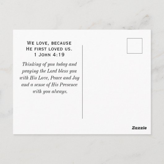 1コリント13:4愛は辛抱強い聖書の聖句である ポストカード (裏面)