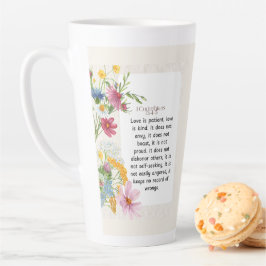 1コリント13:4-5なだめるような水彩デザイン カフェラテマグ