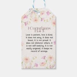 1コリント13:4-5なだめるような水彩デザイン ギフトタグ