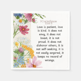 1コリント13:4-5なだめるような水彩デザイン スタンダードカクテルナプキン