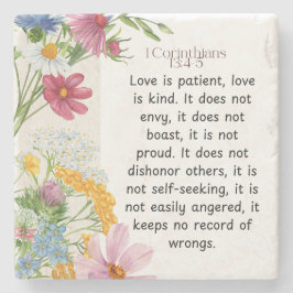 1コリント13:4-5なだめるような水彩デザイン ストーンコースター