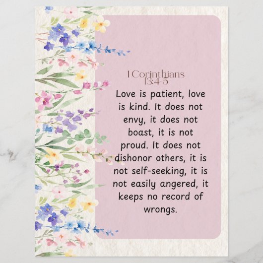 1コリント13:4-5なだめるような水彩デザイン チラシ (正面)