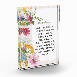 1コリント13:4-5なだめるような水彩デザイン フォトブロック