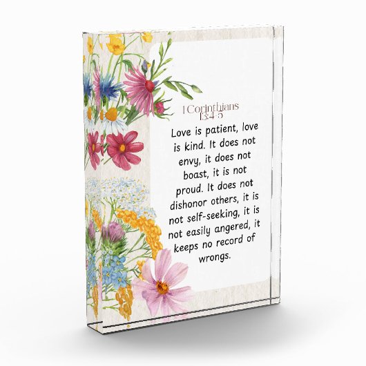 1コリント13:4-5なだめるような水彩デザイン フォトブロック (左)