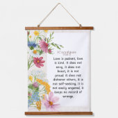 1コリント13:4-5なだめるような水彩デザイン 吊り下げ型タペストリー (正面)