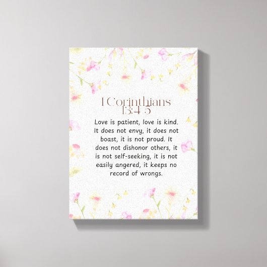 1コリント13:4-5クリスチャン聖書聖書聖文芸術 キャンバスプリント (正面)