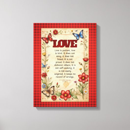 1コリント13:4-5クリスチャン聖書聖書聖文芸術 キャンバスプリント (正面)