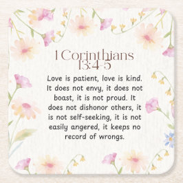 1コリント13:4-5クリスチャン聖書聖書聖文芸術 スクエアペーパーコースター