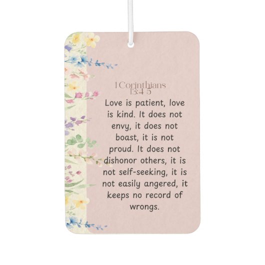 1コリント13:4-5聖書の詩のイメージ カーエアーフレッシュナー (正面)