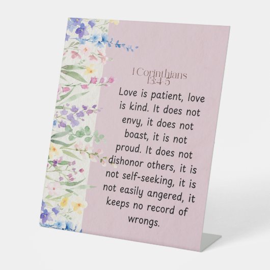 1コリント13:4-5聖書の詩のイメージ 台座サイン (正面)