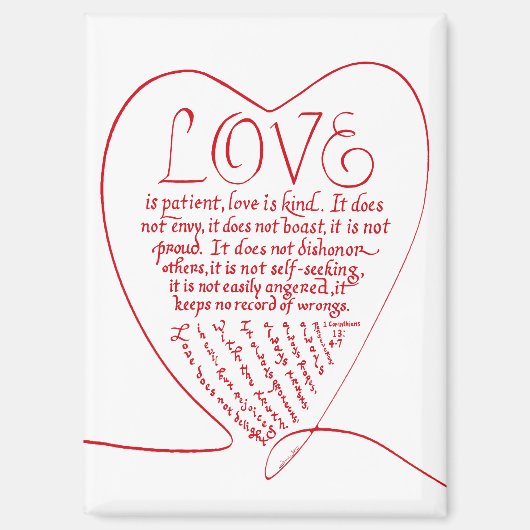 1コリント13 4 7書道バイブル聖句 マグネット (正面)