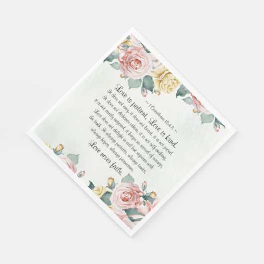 1コリント13:4-8愛は忍耐強く、愛は親切である スタンダードランチョンナプキン (角)