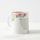 1コリント13:4-8愛は忍耐強く、愛は親切である ツートーンマグカップ (正面左)