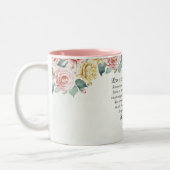 1コリント13:4-8愛は忍耐強く、愛は親切である ツートーンマグカップ (左)