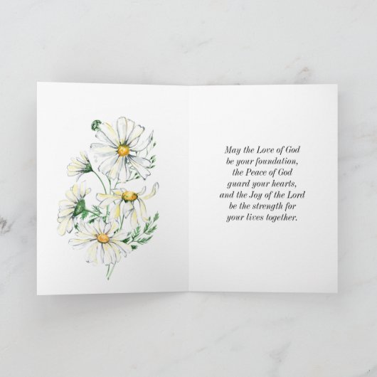 1コリント13:4-8愛は患者の白いデイジー カード (内部)