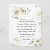 1コリント13:4-8愛は患者の白いデイジー ポストカード (正面/裏面)