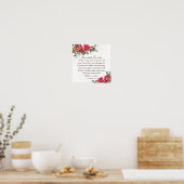 1コリント13:4-8愛は患者の赤いバラ ポスター (キッチン)