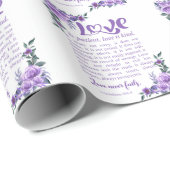 1コリント13:4-8愛は患者パープルフローラ ラッピングペーパー (ロールコーナー)