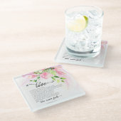 1コリント13:4-8愛は患者ピンクマグノリア ガラスコースター (アングル)